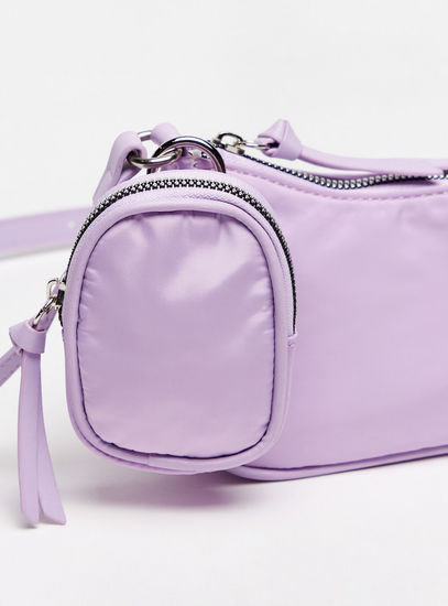 Solid Crossbody Bag with Coin Purse Charm