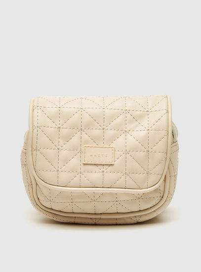 Quilted Crossbody Bag with Flap Closure