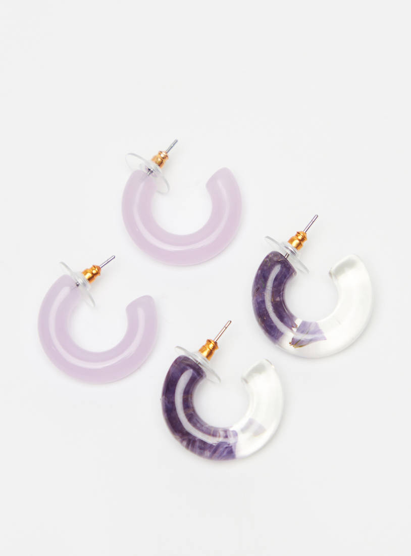 Set of 2 - Solid Hoop Earrings with Pushback Closure-Earrings-image-0