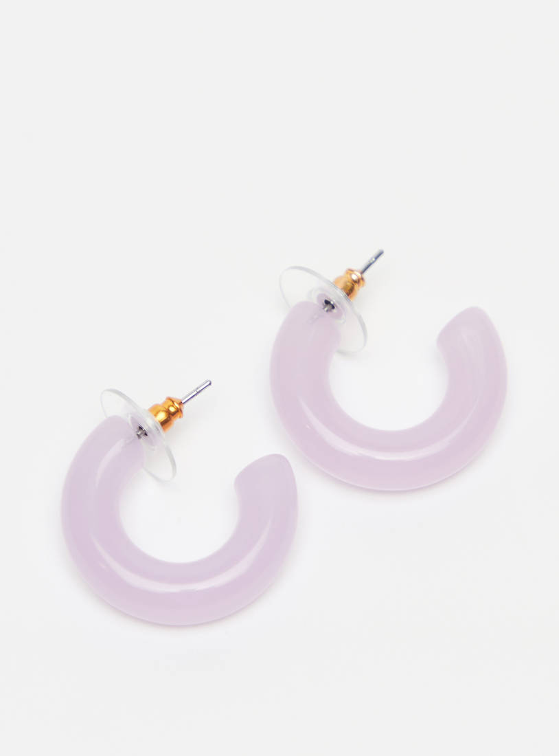 Set of 2 - Solid Hoop Earrings with Pushback Closure-Earrings-image-1