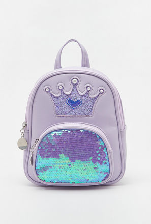 Embellished Backpack with Adjustable Straps and Zip Closure