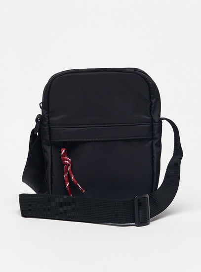 Solid Crossbody Bag with Zip Closure and Cord Detail-Bags-image-0