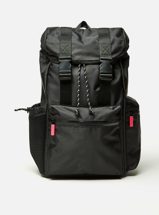 Solid Backpack with Drawstring Closure and Adjustable Shoulder Straps