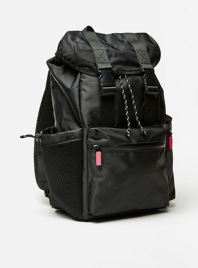 Solid Backpack with Drawstring Closure and Adjustable Shoulder Straps-Backpacks-image-1