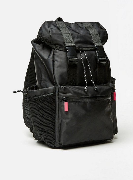 Solid Backpack with Drawstring Closure and Adjustable Shoulder Straps