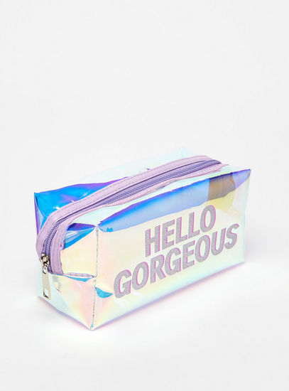 Hello Gorgeous Print Pencil Pouch with Zip Closure