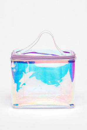 Iridescent Cosmetics Bag with Zip Closure and Handle
