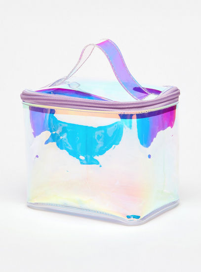 Iridescent Cosmetics Bag with Zip Closure and Handle-Pouches-image-1