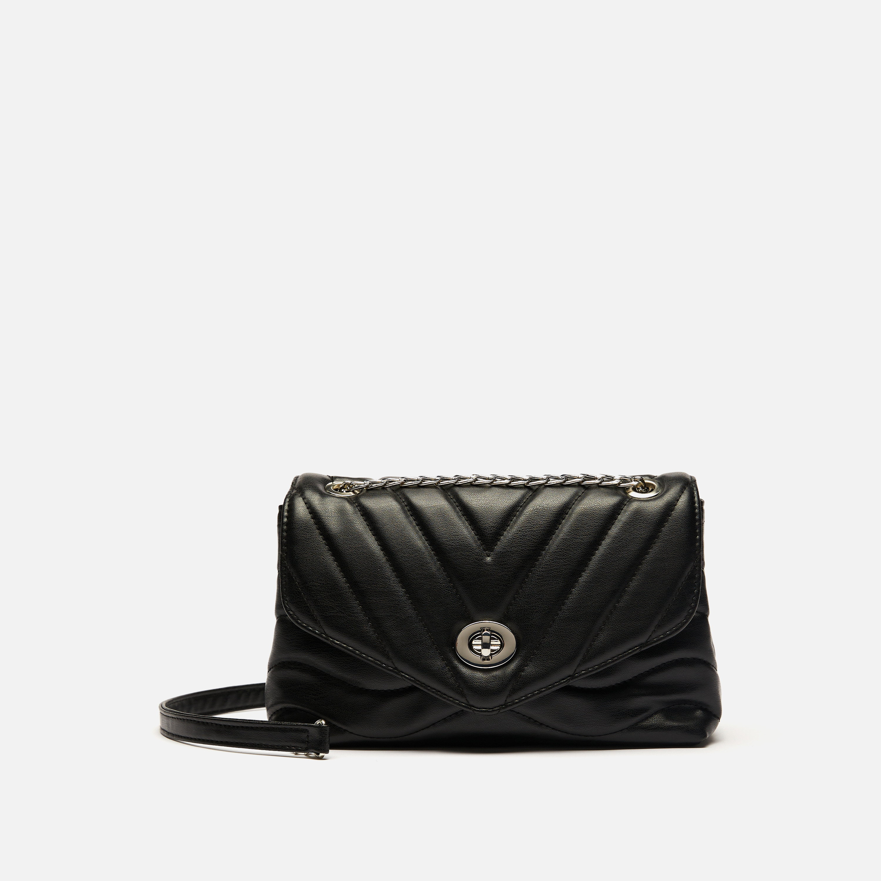 Shop Quilted Crossbody Bag with Chain Accented Strap and Twist