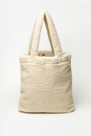 Textured Fabric Shopper Bag with Top Handles