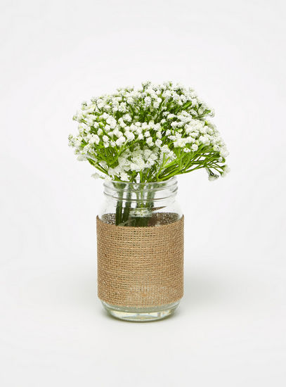 Decorative Flowers in Glass Vase with Jute Detail - 9x23 cms-Potted Plants-image-0