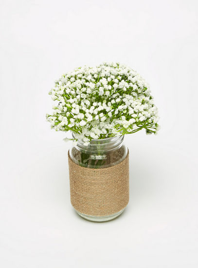 Decorative Flowers in Glass Vase with Jute Detail - 9x23 cms-Potted Plants-image-1