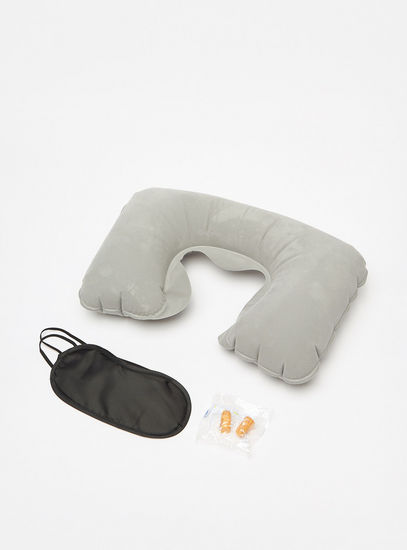 Solid Neck Pillow with Eye Mask and Ear Plugs