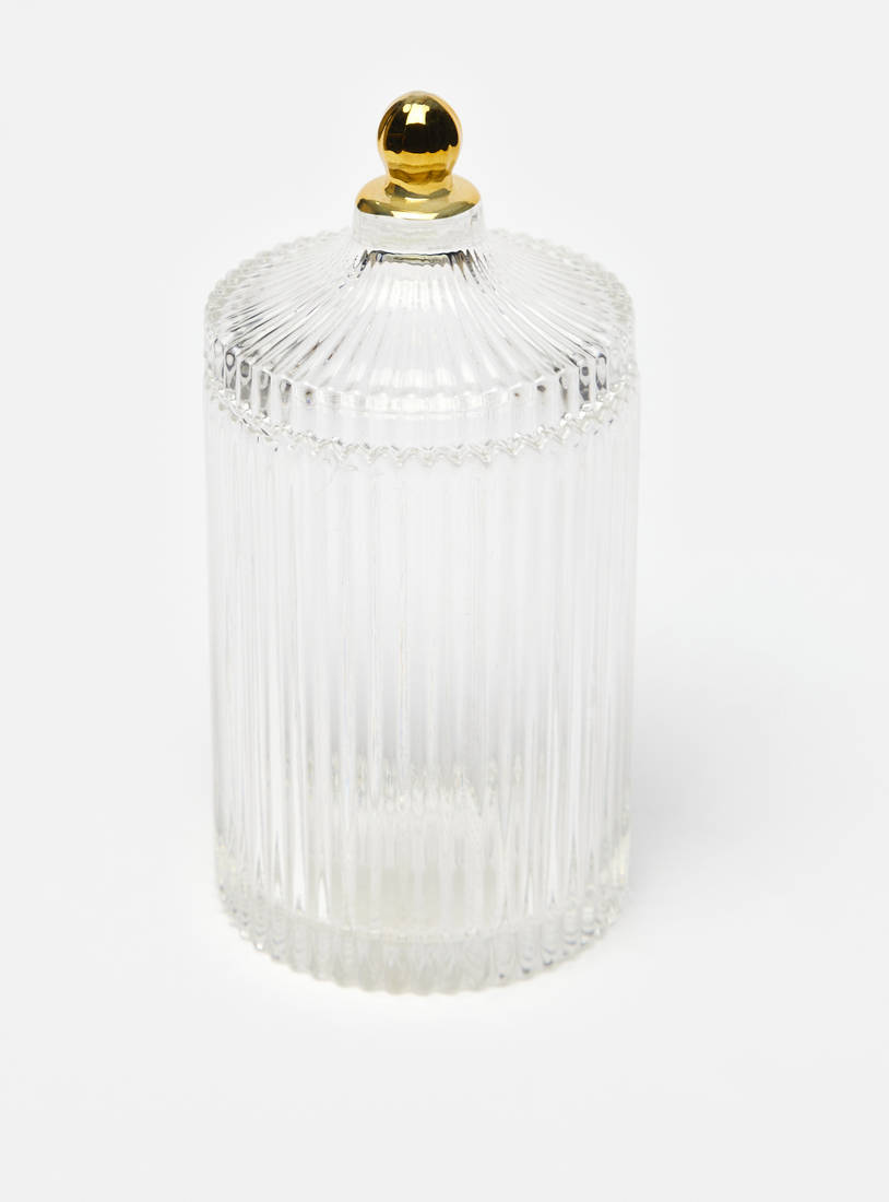 Textured Glass Jar with Lid - 48x37x25 cms-Storage & Décor Boxes-image-1