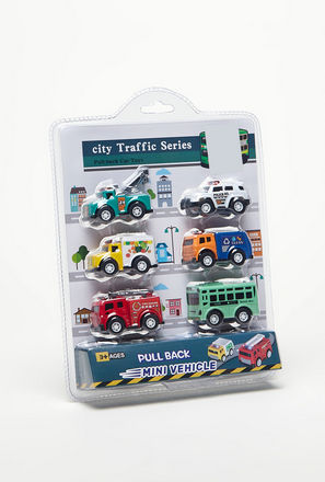City Traffic Series 6-Piece Pull-Back Car Toy Set