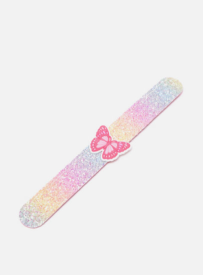 Glitter Textured Slap Bracelet with Butterfly Accent