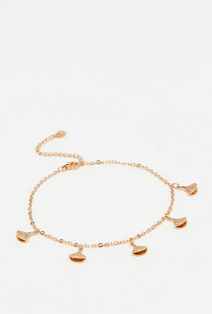 Metallic Embellished Anklet with Lobster Clasp Closure