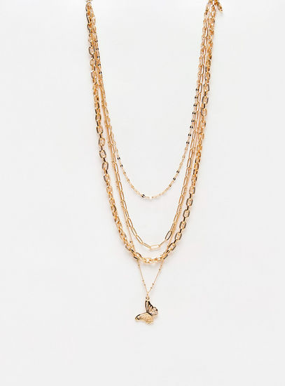 Layered Chain Necklace with Lobster Clasp Closure