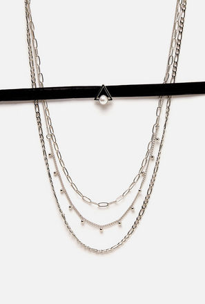 Layered Chain Necklace with Lobster Clasp Closure