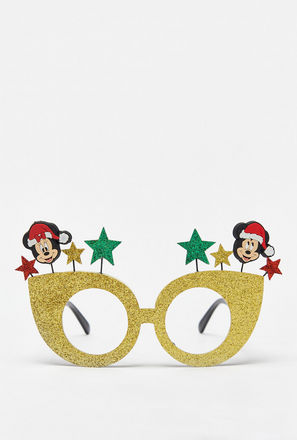 Glitter Textured Cat Eye Party Glasses with Mickey Mouse Accents