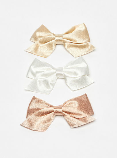 Set of 3 - Bow Accented Hair Clip
