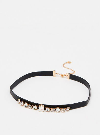 Embellished Choker Necklace with Lobster Clasp Closure