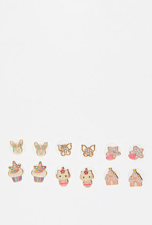 Set of 6 - Assorted Stud Earring with Push Back Closure