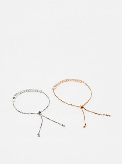 Set of 2 - Embellished Adjustable Bracelet