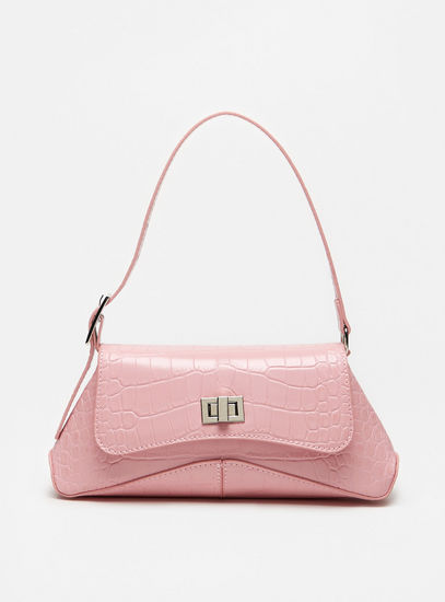 Textured Crossbody Bag with Adjustable Strap and Lock Clasp Closure-Bags-image-0