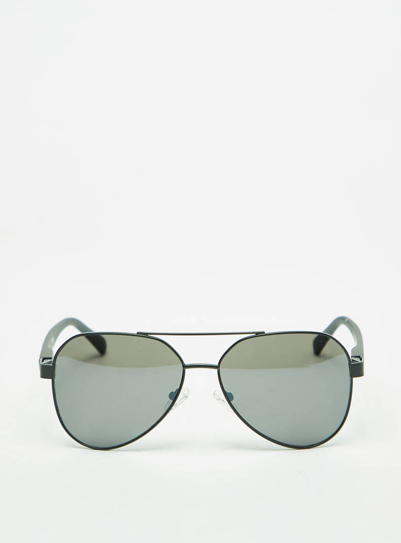Tinted Full Rim Aviator Sunglasses with Nose Pads-Sunglasses-image-0