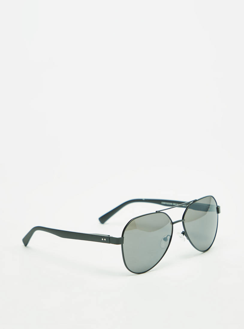 Tinted Full Rim Aviator Sunglasses with Nose Pads-Sunglasses-image-1