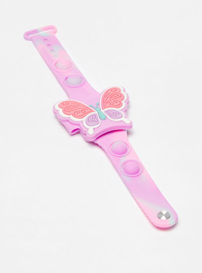 Butterfly Accented Digital Wrist Watch with Buckle Closure