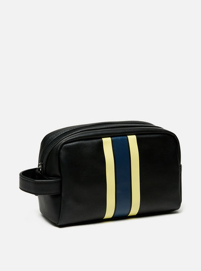 Striped Pouch with Zip Closure-Pouches-image-1