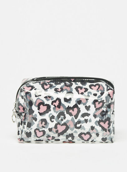 Animal Print Cosmetic Bag with Zip Closure-Pouches-image-0