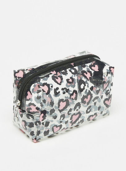 Animal Print Cosmetic Bag with Zip Closure-Pouches-image-1