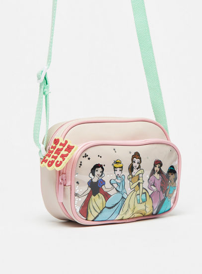 Princess Print Crossbody Bag with Adjustable Strap and Zip Closure