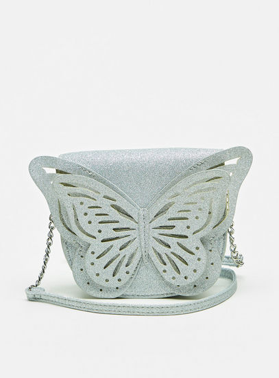 Butterfly Cutwork Applique Crossbody Bag with Chain Link Strap-Bags-image-0