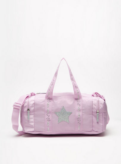 Star Shaped Applique Detail Duffle Bag with Double Handles