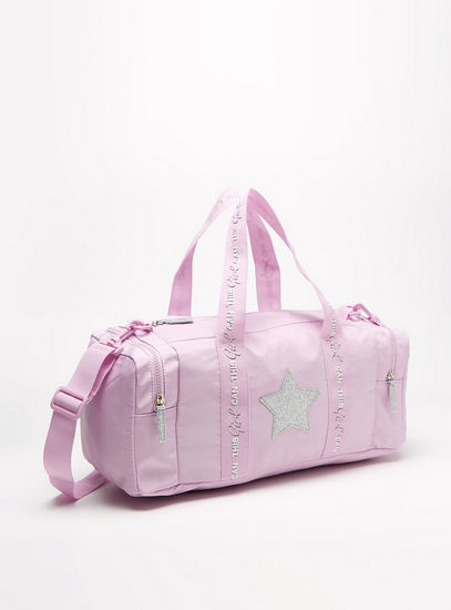Star Shaped Applique Detail Duffle Bag with Double Handles