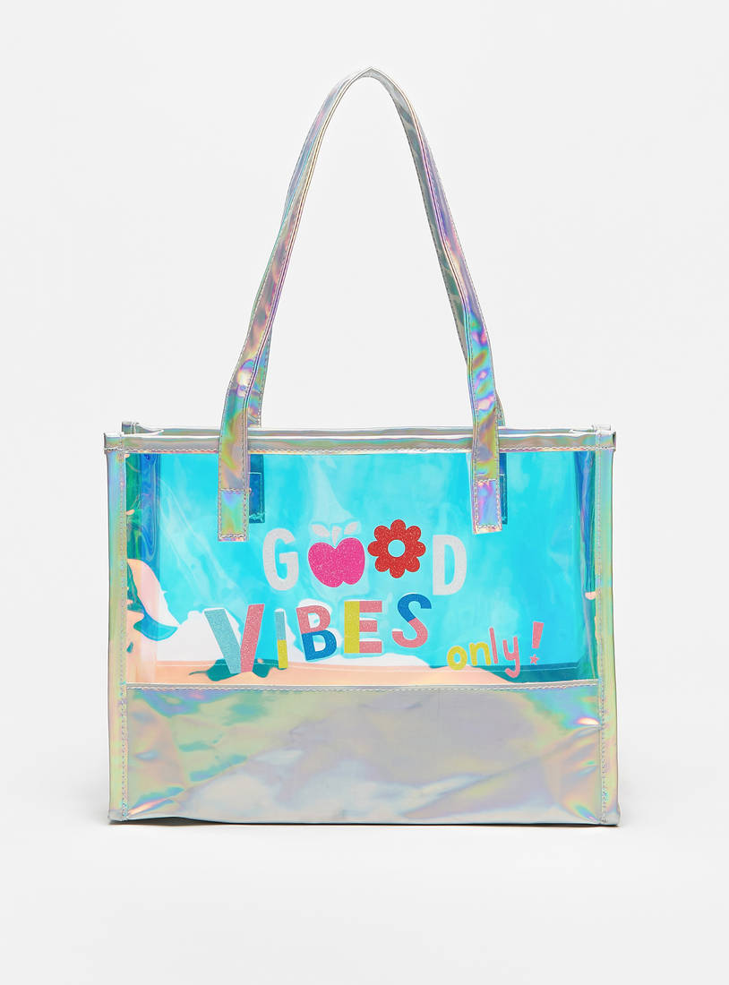 Typographic Print Tote Bag with Double Handle-Bags-image-0