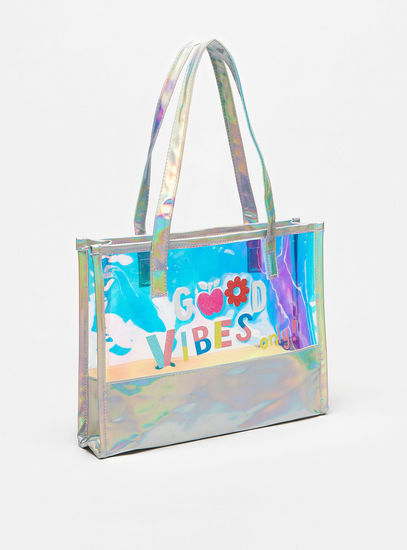 Typographic Print Tote Bag with Double Handle-Bags-image-1