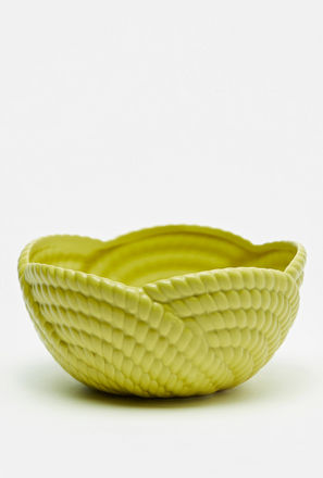 Textured Round Bowl with Scalloped Rim