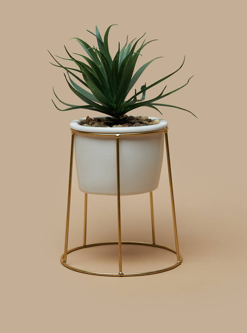 Decorative Plant in Metal Stand-Potted Plants-image-0