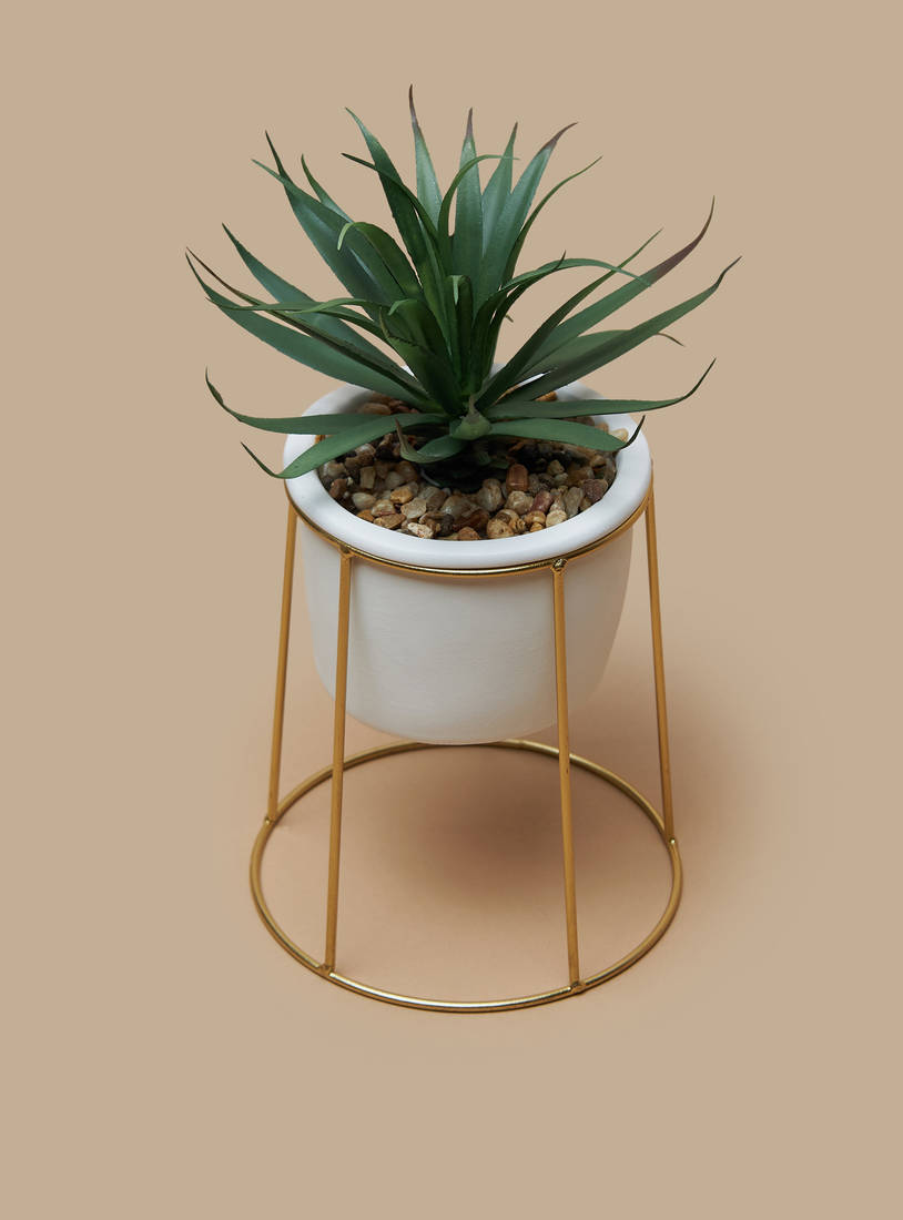 Decorative Plant in Metal Stand-Potted Plants-image-1