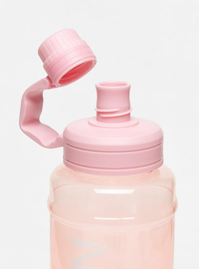 Text Print Water Bottle with Spout and Lid Closure