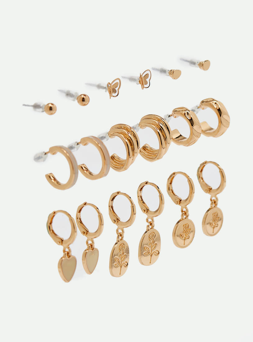 Set of 9 - Assorted Metallic Earring-Earrings-image-1