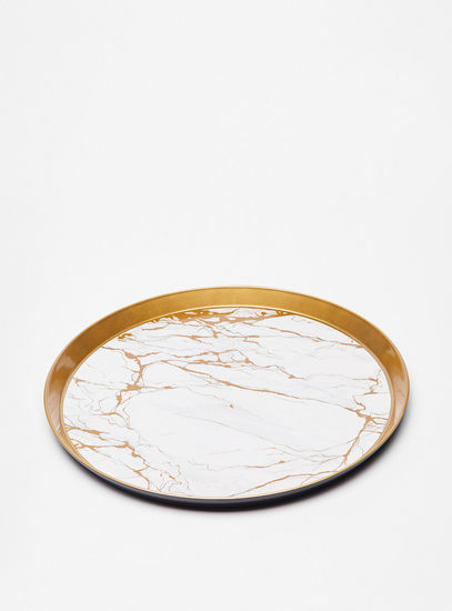 Marble Print Round Serving Tray