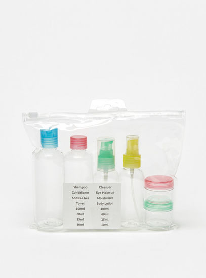 Clear 6-Piece Travel Cosmetics Bottle Set with Pouch