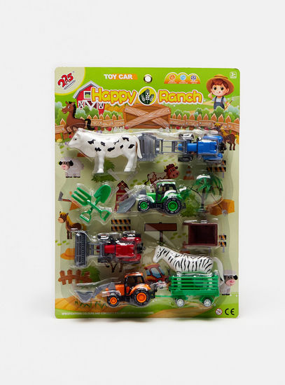 Happy Ranch Toy Car and Animal Figurine Playset