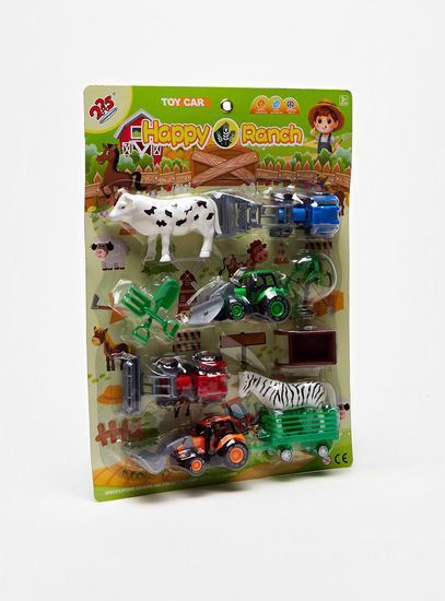 Happy Ranch Toy Car and Animal Figurine Playset